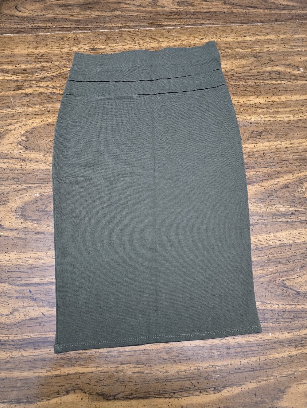 Rainbow Olive Green Stretch Pencil Skirt